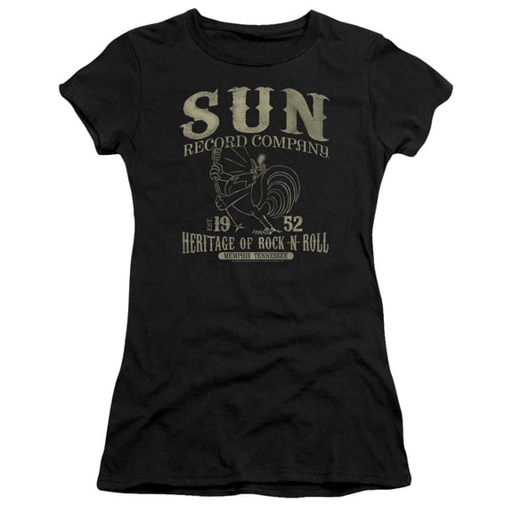 Sun Records Rockabilly Bird S/S Junior Women's T-Shirt Sheer Black