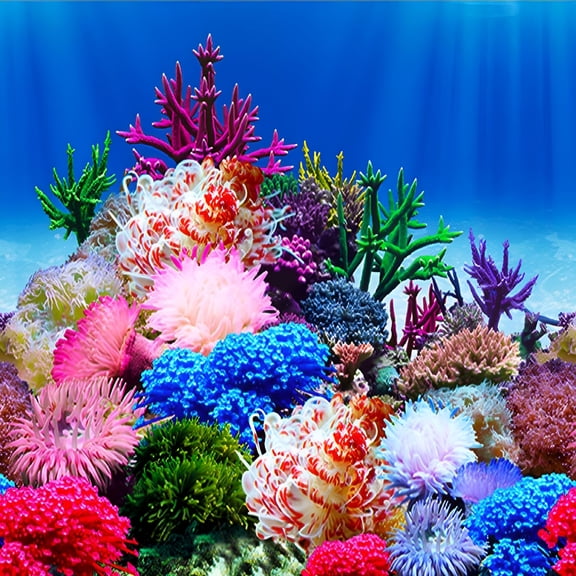 CCOCC Aquarium Background Poster,Undersea Water Plants Sea Anemone Coral Aquarium Decor Background Double Sides Fish Tank Background Sticker Decorations 10 Gallon 20 Gallon Tank 11.8"X24.4"