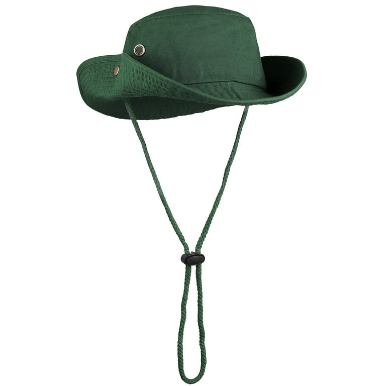 Falari Wide Brim Hiking Fishing Safari Boonie Bucket Hats 100% Cotton UV Sun Protection for Men Women Outdoor Activities S/M Dark Green, Adult Unisex