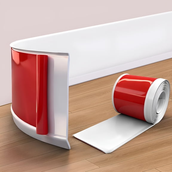 SELIVO Vinyl Wall Base, 4 Inch(W) x 20 Feet(L) Flexible Baseboard Molding Trim, Self Adhesive Rubber Wall Base. (White)