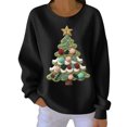 thumbnail image 3 of Yteetum Chandails en Molleton de Noël pour Femmes, Col Rond, Tricot Côtelé, Chandail Sans Capuche, Imprimé Graphique, Manches Longues, 3 of 4