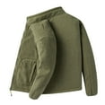thumbnail image 3 of SWSMCLT Men's Winter Jacket Lightweight Long Sleeve Turtle Neck Outerwear Sherpa Fleece Cozy Zipper Fall Casual Warm Teddy Thick Lining Jackets & Coats Olive 46, 3 of 4
