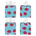 thumbnail image 2 of Uemuo Strawberries Tissue Box Cover Holder, Square with Bottom Belt - PVC Leather Decorative Organizer for Tabletop, Bathroom, Car, Office, 2 of 8