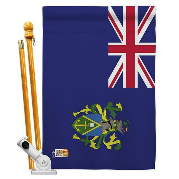 Americana Home & Garden AA-CY-HS-140188-IP-BO-D-US18-AG 28 x 40 in. Pitcairn Islands Flags of the World Nationality Impressions Decorative Vertical Double Sided House Flag Set & Pole Bracket Hardware