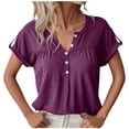 thumbnail image 1 of Birdeem Mode Femme Été Nouveau Haut en Coton Coloré Col en V Manches Courtes T-Shirt Haut, 1 of 7