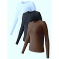 thumbnail image 3 of Womens 3 Piece Tops Crew Neck Stretch Fitted Underscrubs Layer Tee Shirts Casual Outfits Style-J M, 3 of 10