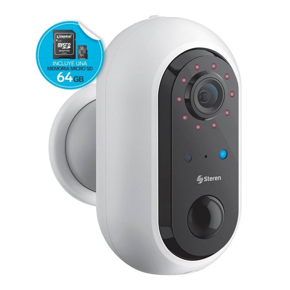 Cámara WIFI Recargable Steren 2 MP Comunicación bidireccional Deteccion de movimiento, Inalmbrica Blanca CCTV-240