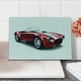thumbnail image 2 of Cars Cutting Board, Old-Fashioned Vintage Coupe Car Automobile Illustration with Digital Smooth Color Effects, Decorative Tempered Glass Cutting and Serving Board, Small Size, Red, by Ambesonne, 2 of 5