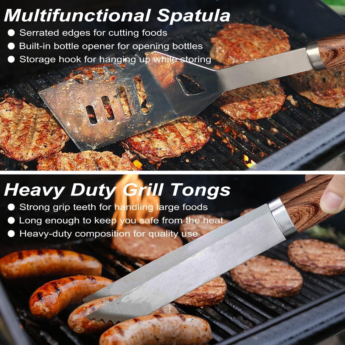 POLIGO 22PCS Stainless Steel Grill Tools - Ideal Barbecue Gift for Men | Outdoor Cooking
