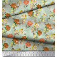 thumbnail image 2 of Soimoi Orange Poly Georgette Fabric Leaves & Floral Printed Craft Fabric by The Yard 42 Inch Wide, 2 of 3