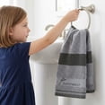 thumbnail image 2 of Unique Bargains Ear of Wheat Stripe Cotton Soft Absorbent Hand Towel Grey 2pcs 29" x 13", 2 of 8