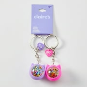 Claire's Best friend Pink and Purple Cat with Beads Keyrings, 2-Pack