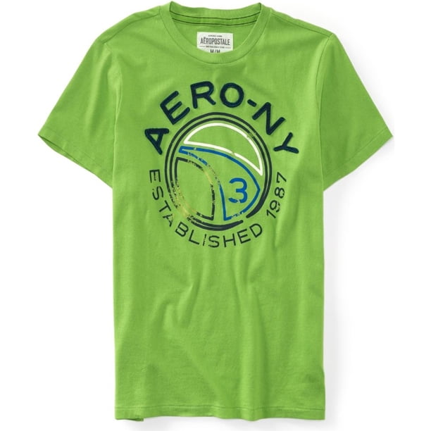 Aeropostale Aero-ny #3 y playera adornada para hombre, verde, pequeña