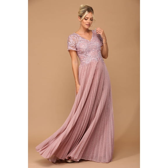 Women's Eva USA 5241 Mother Of Groom Metallic Dress Dusty Rose Pink 5XL