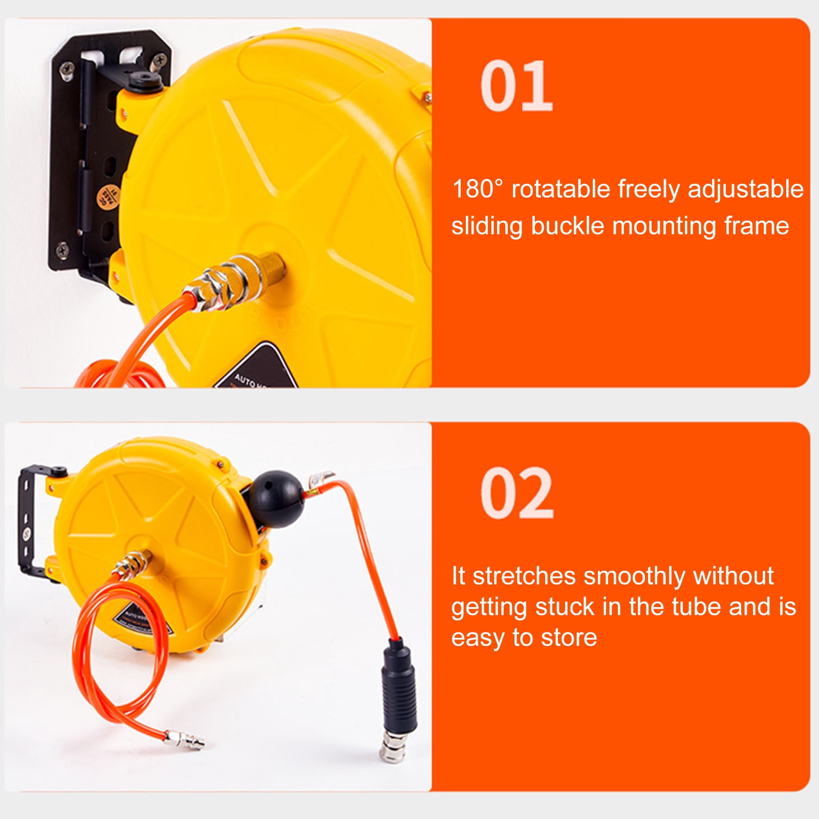 Automatic Retractable Hose Reel Car Wash Garden Irrigation Water Tube Rack Wall Mount High Pressures Waterpipes Roller