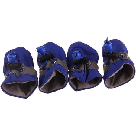 4 Pcs Waterproof Anti Slip Dog Boots All Seasons Pet Booties for Small to Medium Dogs Size XL (Blue)