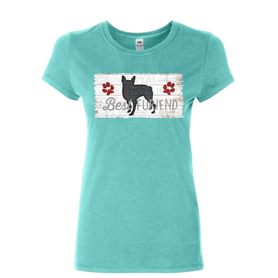 Tee Hunt Best Furiend Women's T-Shirt Man's Best Friend Dog Pup Puppie Doggie Paw Shirt, Light Blue, Medium