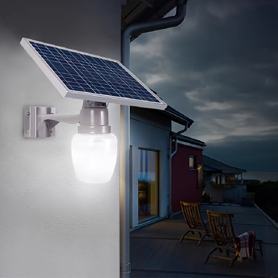 Solar Post Light Dusk to Dawn IP65 Waterproof Gray 1 PC