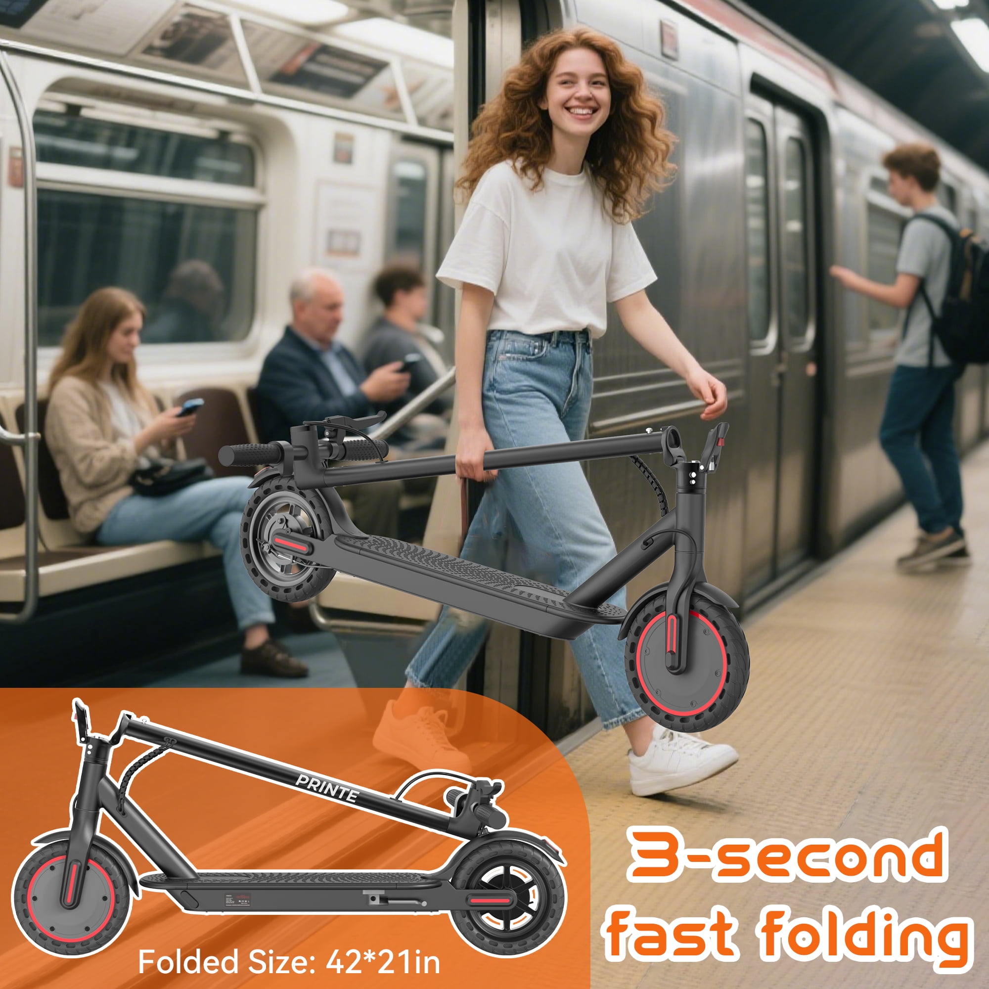 PRINTE N1 Electric Scooter 350W with Seat and Storage Bag, LCD Display Waterproof APP 19MPH for Adult and Teen UL2272