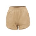 thumbnail image 1 of A2Y Women's High Waisted Real Pocket French Terry Short Khaki L, 1 of 3