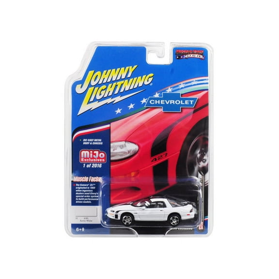 PACK OF 2 - "2002 Chevrolet Camaro ZL1 427 Arctic White with Black Stripes Muscle Cars USA"" Limited Edition to 2016 pieces Worldwide 1/64 Diecast Model Car by Johnny Lightning"""