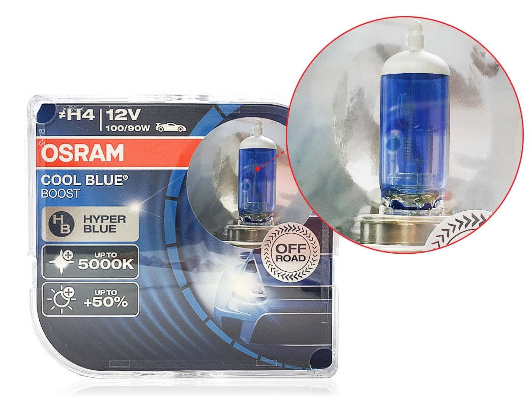 H4/9003/HB2: Osram 5000K Cool Blue Boost Halogen Bulb 62193CBB (Pack of 2)  