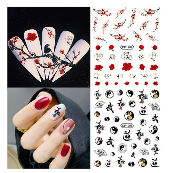 dianhelloya Nail Sticker Chinese Style Exquisite Pattern Paper Colorful Fingernail Decal DIY Nail Art Ornament 6