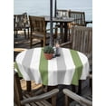 thumbnail image 3 of Round Outdoor Tablecloth With Umbrella Hole And Zipper– Striped Waterproof Patio Table Cover for Party, Picnic, Backyard, 60" Dia. , Grass Green White, 3 of 8