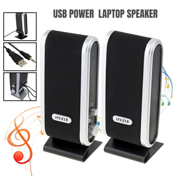 Mini USB Computer Speakers with 3.5MM Aux Jack Audio, 6W Hi-Fi Stereo Sound External Speakers for Desktop Notebook Laptop PC