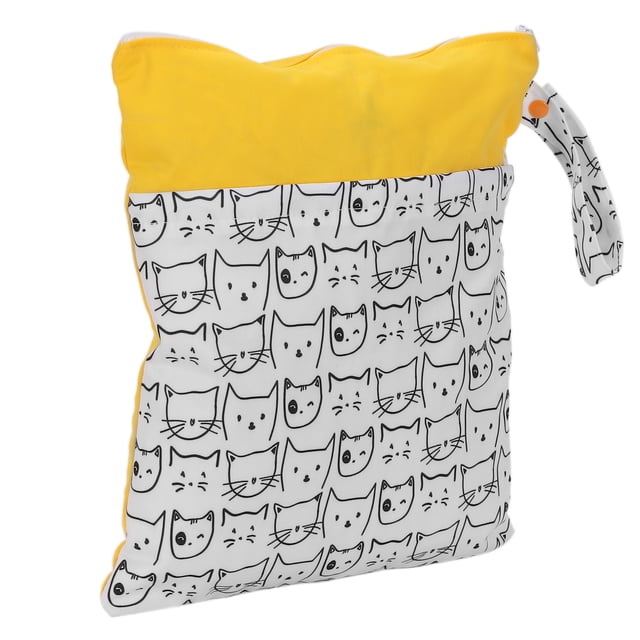 Bolsa de almacenamiento de paales, bolsa de paales de tela con patrón de dibujos animados, impermeable, 2 bolsillos con cremallera, multifuncional, amigable con la piel paraBabyOther Fyydes Descripción de la referencia