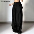 thumbnail image 4 of Pantalones lisos de moda coreana para mujer, ropa de calle Harajuku con bolsillos, pantalones holgados de los años 90, trajes vintage holgados de hip hop punk, 4 of 6