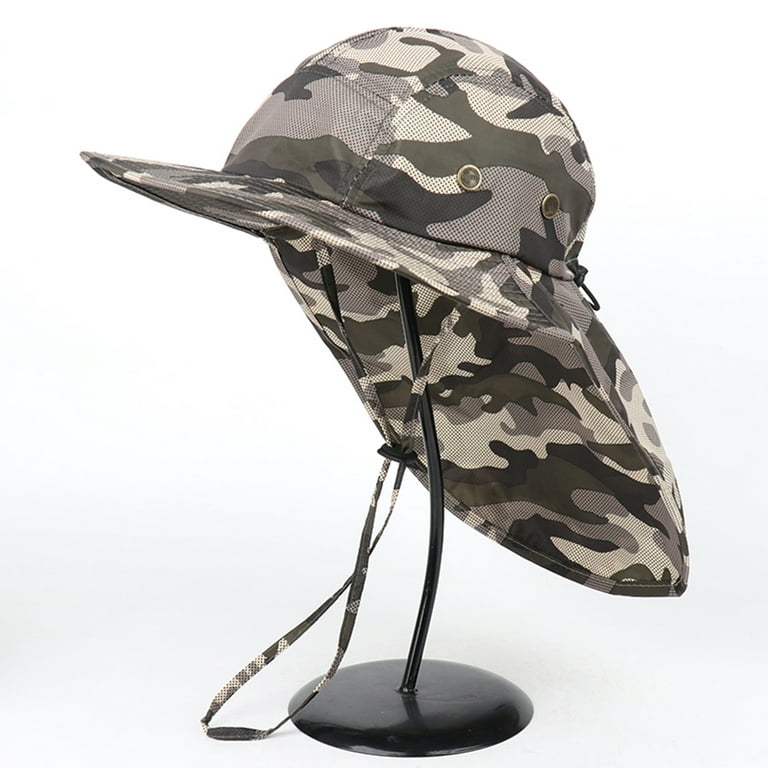 Mens Fishing Hat with Neck Flap for Men Sun Hat with Wide Brim for