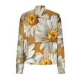thumbnail image 4 of Womens Zip Up Jacket No Hood Cropped Bomber Coat Long Sleeve Floral Printed Light Casual Spring Fall Outerwear, Yellow L, 4 of 6