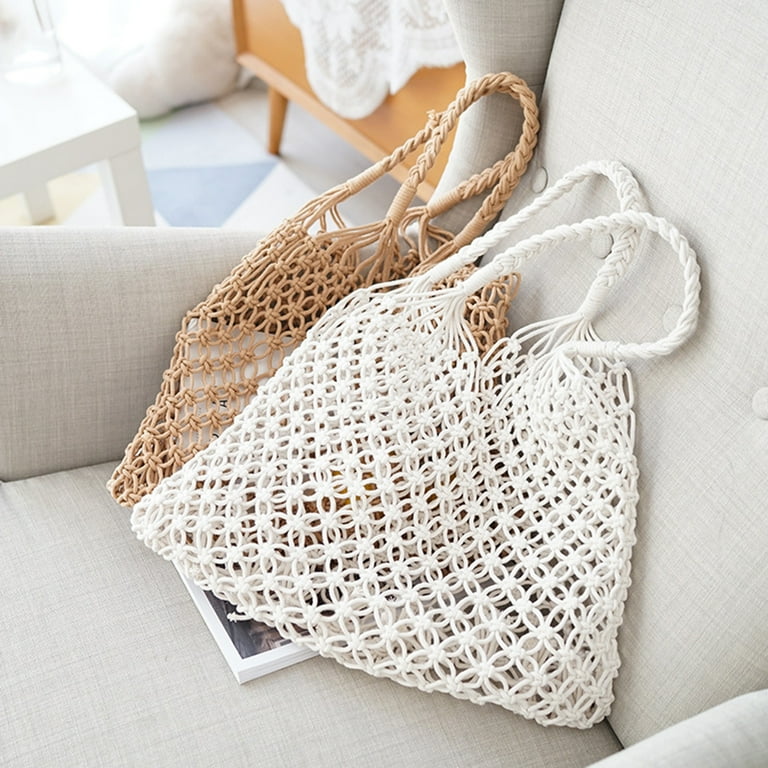 CFXNMZGR Travel Equipment Knitted Made Knitting Bags Travel Mesh Bags Straw  Bags Women'S Country Style Knitting Bags Beach Bags