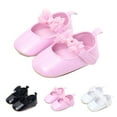 thumbnail image 4 of Infant Baby Girls Princess Wedding Dress Mary Jane Flats Toddler Soft Sole First Walker Sparkly Lightweight School Uniform Shoes (6-12 Months, Pink), 4 of 8