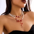 thumbnail image 2 of SIfdSeng Collier Ras-du-Cou de Fête à Perles Imitation Goutte Style Gothique Perles Teintes Gouttes Créatives Collier Ras-du-Cou à Pompons, 2 of 7