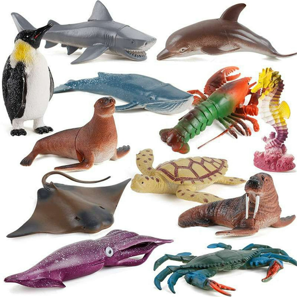 12 Pcs Ocean Animal Action Toy Figures Simulated Sea Life Model Sets Toys Kids Collection Gift