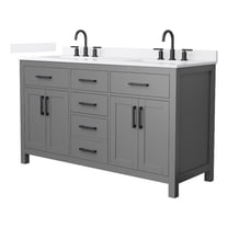 Beckett 60" Dark Gray Double Vanity & White Quartz Top (3-Hole) & Black Trim