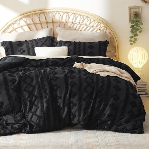 Juego de funda de edredón Bedsure Boho Queen Size con bordado negro