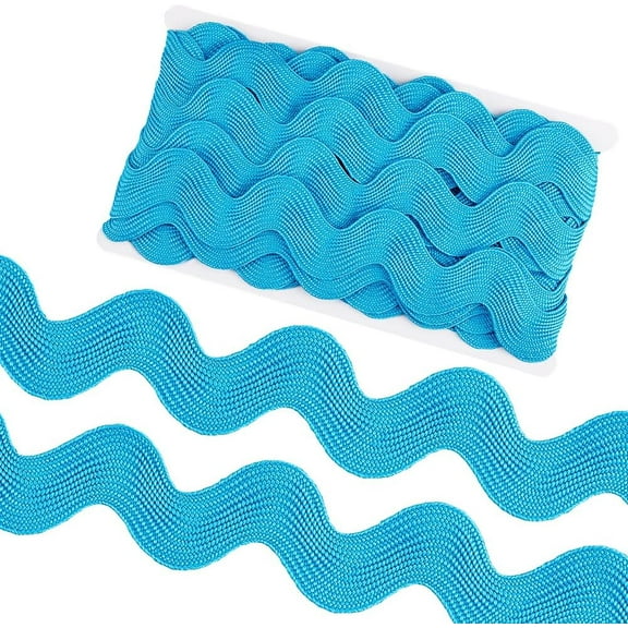 1.58 Inch/40mm Jumbo Rick Rack 10 Yards RIC Rac Trim Christmas Wave Bending Fringe Lace Trimming Ribbon Large Sewing Woven Fabric for Crafts Wedding Cloth Party (Sky Blue)