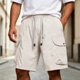 thumbnail image 5 of Linen Shorts for Men 3 Pack Men's Cargo Shorts with Multi-pocket, Elastic Waist Straight Leg Shorts, Summer Fashion Casual Beach Short Pants White 5XL, 5 of 8
