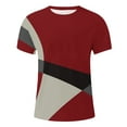 thumbnail image 4 of Nebwoak Mens Oversized T Shirts- Casual Summer Crewneck Fashion Short Sleeve Color Block Shirts Red Size 4XL, 4 of 5