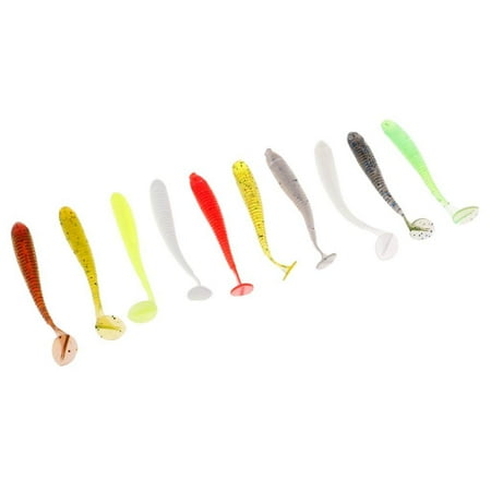 10 Pieces Soft Fishing Baits T-tail Artificial Worm Swimming Baits 6 Cm /