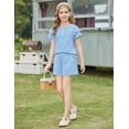 thumbnail image 5 of Arshiner Girls Summer Outfits 2 Piece Sets Ruffle Short Sleeve Button Down Shirts and Shorts Set Kids Clothes with Pockets, 5 of 8