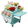 thumbnail image 2 of 6 Tiers Rolling Flower Display Stand,Cart Plant Stand,Flower Display Rack W/18 Flower Buckets 4 Wheels for Florist,Patio Garden Corner, Weddings Party,Business Market (White,Blue,Pink), 2 of 26
