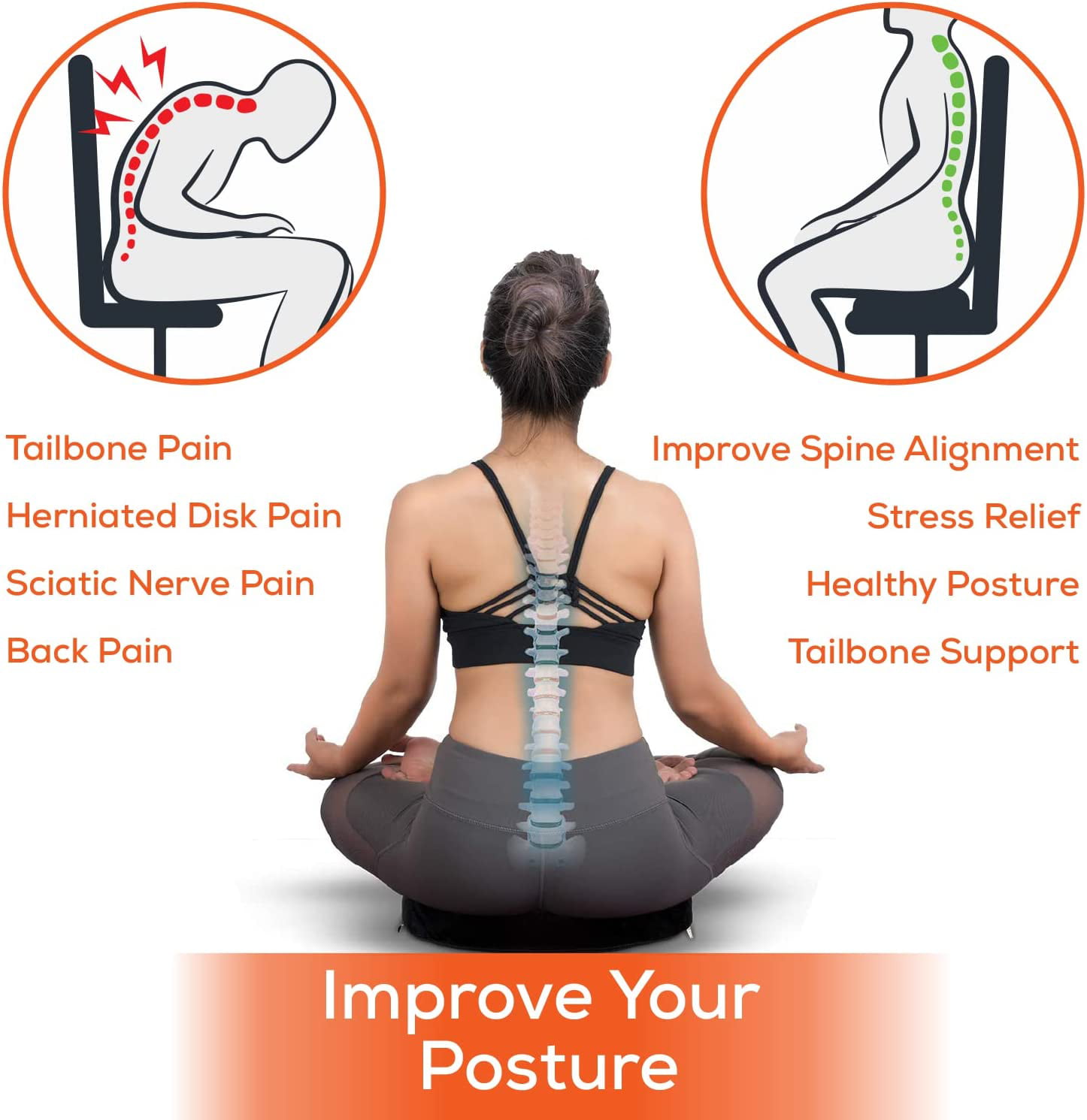  2023 Upgrades Car Coccyx Seat Cushion Pad for Sciatica Tailbone  Pain Relief, Heightening Wedge Booster Seat Cushion for Short People  Driving, Truck Car Accessories Driver, for Office Chair : Health 