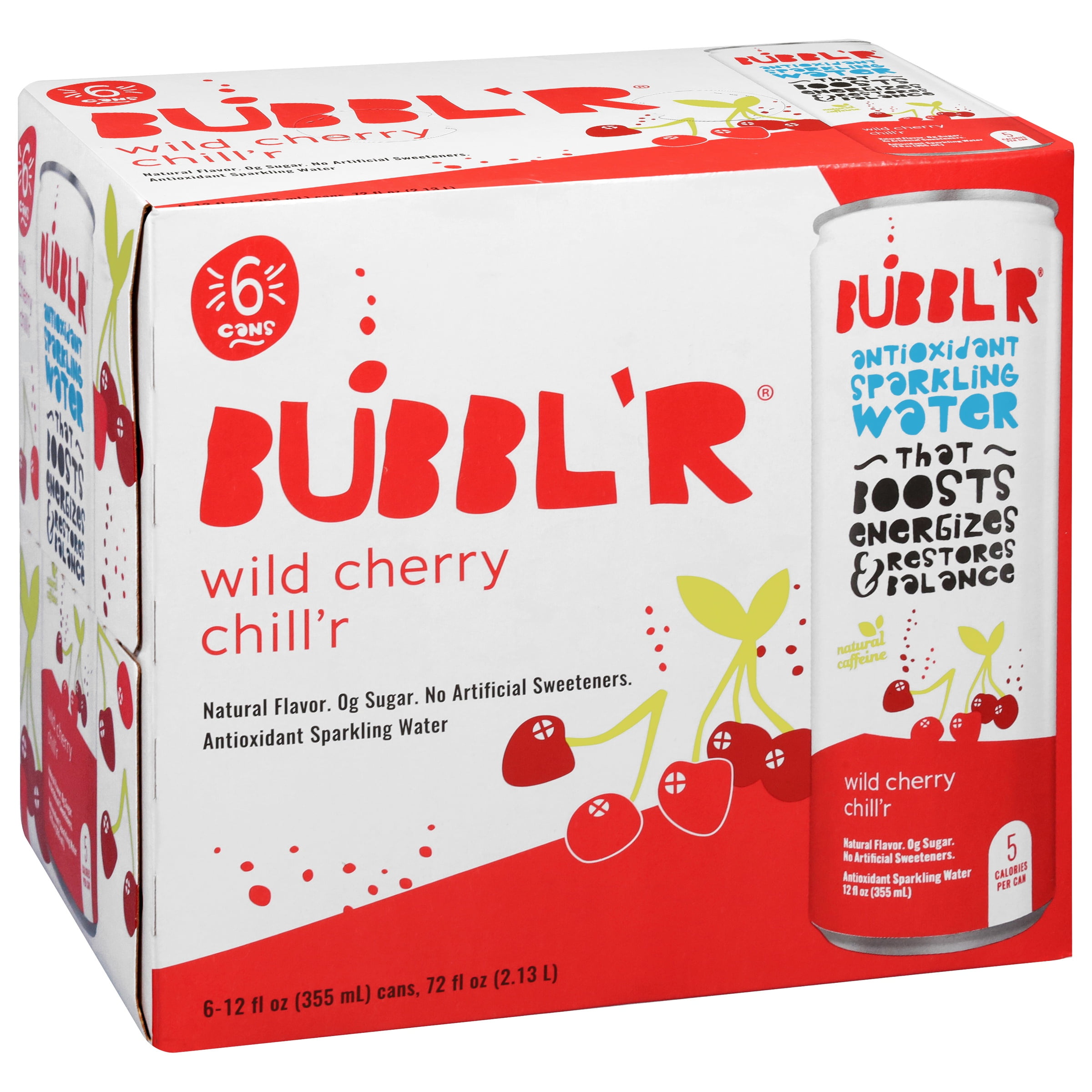 BUBBL'R Antioxidant Sparkling Water Wild Cherry Chill'r 12 fl oz