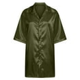 thumbnail image 5 of VgaVtl Womens Plus Size Sleep Shirts Elbow-Length Green Womens Nightgowns Plain Silk Loose Button Down Nightgowns, 5 of 5