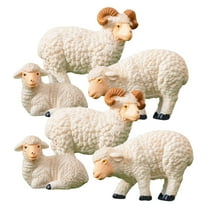 LOLIPPYY 6pcs Realistic Sheep Decor Miniature Goat Figurines Resin Indoor Outdoor Garden