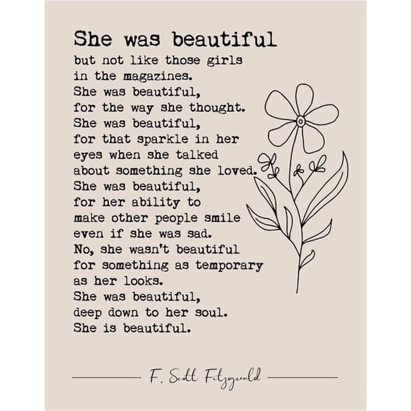 She Was Beautiful, Girls Bedroom Decor poster Farmhouse Wall Decor,Living Room Decor, Women Gifts poster